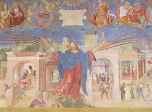 「クリストヴァインと聖バーバラの伝説」からの詳細、1524 作： Lorenzo Lotto